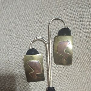 Vintage Brass and Copper Cleopatra Hook Earrings